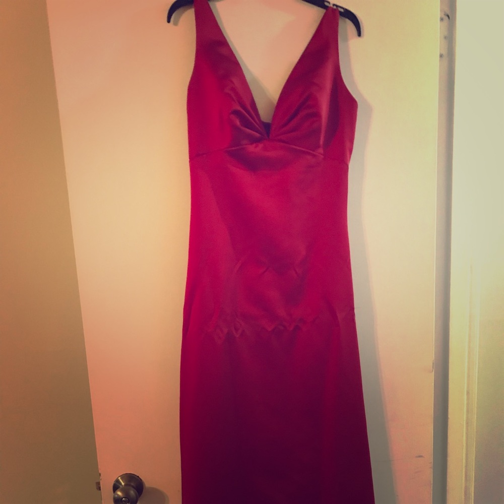 Claret red bridesmaid dress